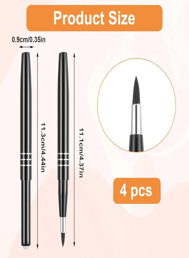 AOZUO 4Pcs Retractable Lip Brush for Lipstick, Travel Lip Brush, Portable Lip Liner Brush, Professional Lip Balm Applicator Lip Makeup Brush with Cap Lip Makeup Tools for Women Lip Gloss - Image 2